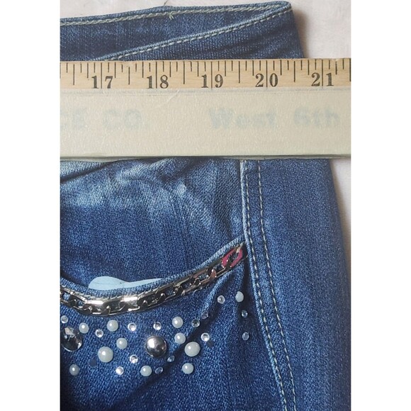 Bongo Womens Size 20W X 38 Studded Pockets Acid Faded Washed Bootcut Jeans - Picture 3 of 8